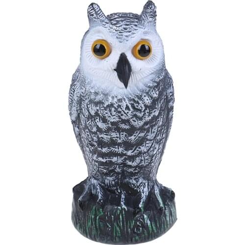 1PC Large Realistic Owl Decoy With Rotating Head Bird/Pigeon Crow Scarer Scarecrow Simulation Plastic Protects Garden