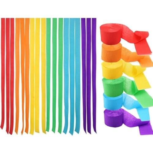 10Pcs/lot Crepe Paper Roll for Birthday Party BackGround Decoration DIY Colorful Pull Flower Garland Crepe Paper Ribbon Flowers
