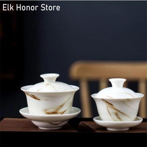 150ML Ink Hand-Painted Blue Pattern Underglaze Ceramic Tea Bowl Tea Cup Large Size Jingdezhen Tea Cup Sopera De Ceramica Gaiwan