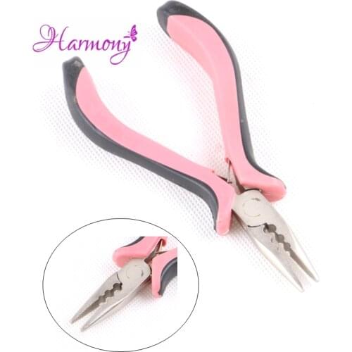 1pcHair Extensions Pliers Hair Extensions Tools Pink 3 Holes Stainless Steel Multifunctional Remover Pliers For Micro Links Hair