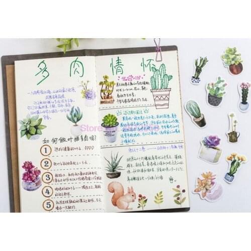 200sets,50pcs/set Cute Succulent Plants Diary Paper Lable Sealing Stickers Crafts Scrapbooking Decorative Lifelog DIY Stationery