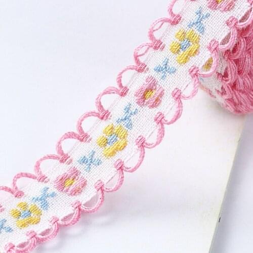 3 yards/lot Floral Embroidery Wavy Edge Jacquard Ribbon for DIY Clothing Bags Decoration Trims Curtain Home Textile Accessories