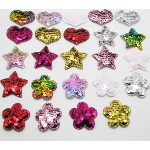 32pcs/lot Multi Style Sequin Paillette Pads Patches Flower Appliques for Craft Clothes Sewing Supplies DIY Hair Clip Accessories