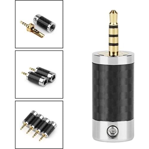Areyourshop 2.5mm 4 Pole Stereo Carbon Fiber Male Plug Metal Splice Adapter