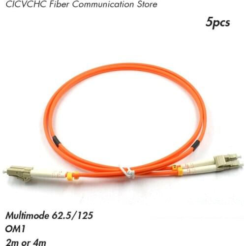 5pcs Duplex CLC/UPC-CLC/UPC-Multimode (62.5/125) OM1-2.0mm Zipcord-2m or 4m Optical Fiber Patchcord/Jumper