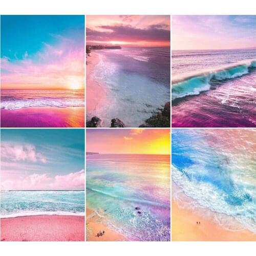 Diamond Embroidery Seaside Cross Stitch Kits Handmade Craft Diamond Painting Landscape Full Square Drill Home Decoration