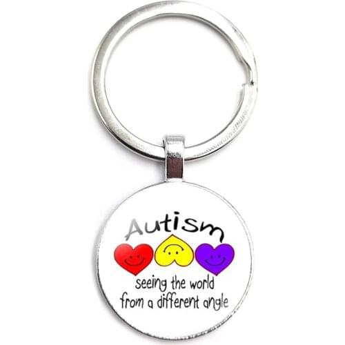 Autistic Interesting Key Ring Glass Cabochon Car Key Pendant Male and Female Key Ring Gift Jewelry