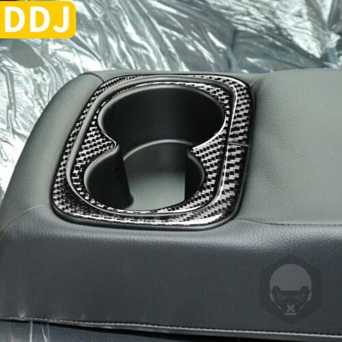 Car Carbon Fiber Stickers Back Row Rear Seat Center Armrest Cupholder Trim Cover Interior For Honda Civic 8 8th Gen 2006-2011