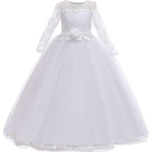 White Long Wedding Bridesmaid Evening Tutu Princess Children Birthday Party Prom Infant Summer Dress Kids Vestidos Girls Clothes