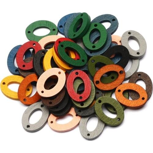 30pcs Oval Natural Wood Connector 15x20mm Loose Natural Wood Beads For Jewelry Making DIY Necklace Bracelet Accessories