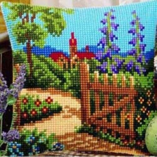 CX0265 Garden DIY Acrylic Yarn Embroidery Pillow Tapestry Canvas Cushion Front Cross Stitch Pillowcase