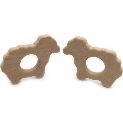 DIY Wooden Personalized Pendent Organic Beech Wooden Sheep Natural Handmade Baby Wooden Teether For Baby Teething Nursing