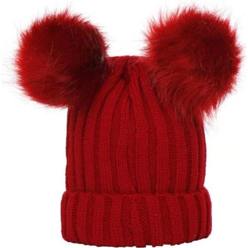 Childrens Winter Hats 2020 New Newborn Kids Hats Baby Girls Hats Baby Boys Warm Knitting Hats Furry Balls Warm Cute Baby Hats