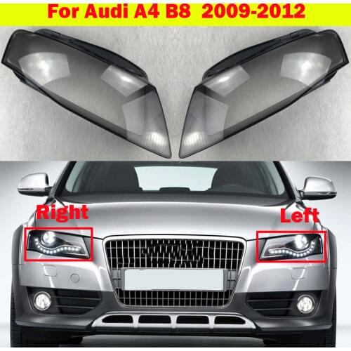 For Audi A4 B8 PC Headlight Lampshade Headlights Shell Headlamps Cover Glass 2009-2012