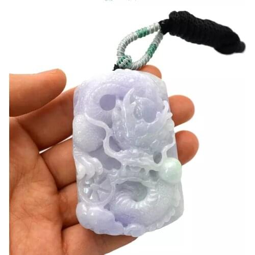 Dragon Burma Purple Carved Jadeite Pendant , Chinese Dragon Pendants