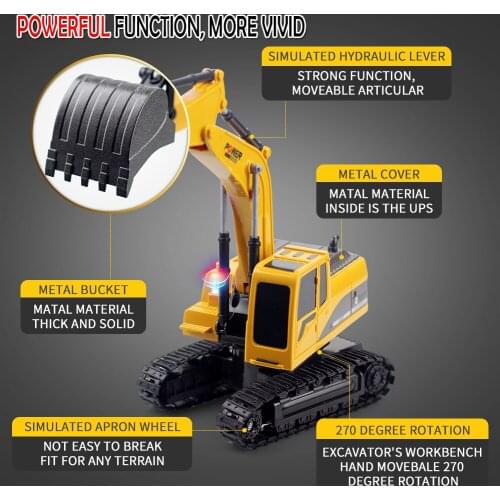 Excavator 2.4G RC Electric Mini Remote Control Bulldozer 1:24 Alloy Plastic Engineering Car Truck Dump Crane Vehicle Toy For Boy