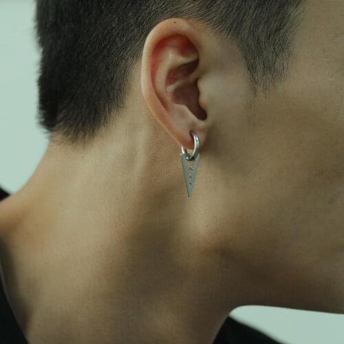 Punk Geometry Triangle Pendants Hoop Earrings For Men Women Fashion Minimalist Surgical Steel Hip Hop Jewelry Earrings Wholesale