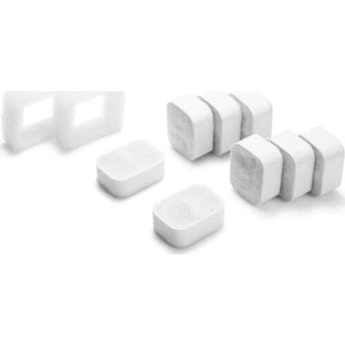 Ceramic Pet Lotus Pet Water Fountain Replacement Filters 8Pcs Premium Cotton Activated Carbon and 2Pcs Foam Filters, White CNIM