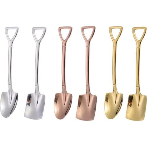 Creative Shovel Coffee Spoon Stainless Steel Dessert Spoon Watermelon Ice Cream Spoon Tip Shovel Flat Shovel Spoon