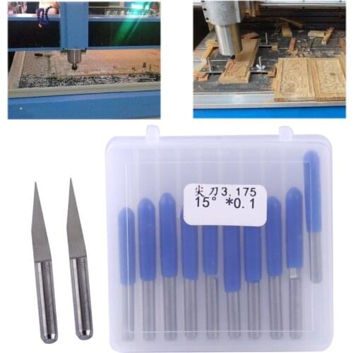 LETAOSK High quality 10pcs New Tungsten Steel V-Shape 15 Degree 0.1mm PCB Engraving Bit CNC Router Tool