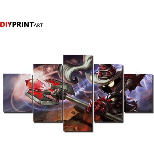 LoL White Magician Veigar 5 Pieces Wall Decor Painting Photo for Living Room Decoration A1858
