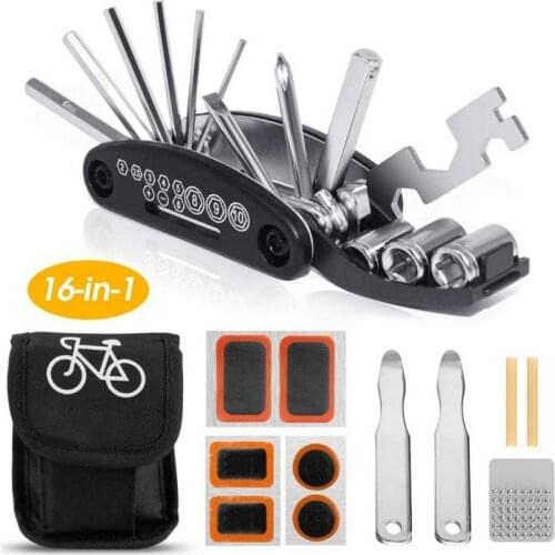 Multifunction 16 In1 Bicycle Repairing Set Bike Bike Repair Tool Kit Wrench Screwdriver Chain Hex Spoke Mountain Cycling Tools