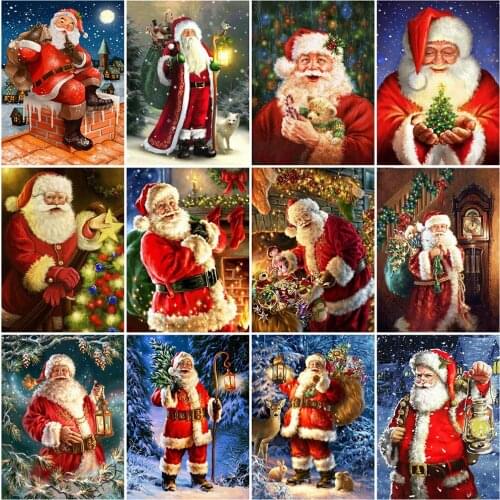MomoArt DIY Diamond Mosaic Santa Claus Full Drill Square Diamond Embroidery Cartoon Needlework Mosaic Christmas Handmade Gift