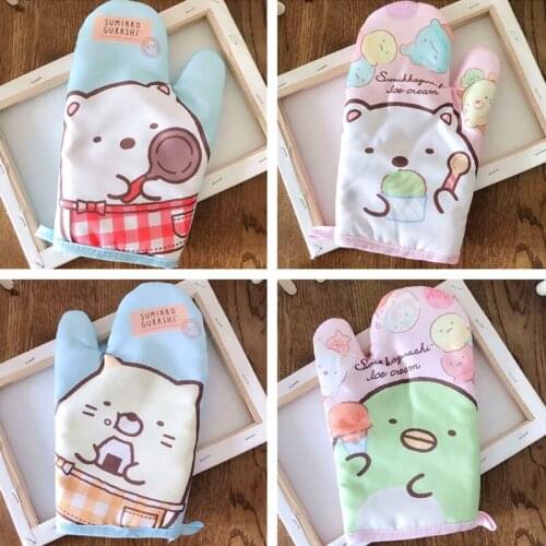 Cartoon sumikko gurashi Microwave oven anti-scald gloves heat insulation thickened heat-resistant kitchen baking cotton gloves