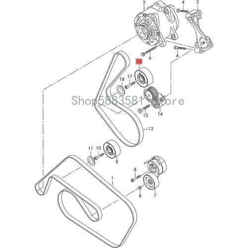 CAR Guide roller and bolt au diV olk swa gen Hui onT oua reg Alternator connection and fasteners 3 liters 6 cylinders