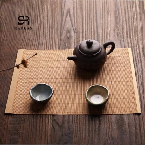 RAYUAN Natural Bamboo Table Runner Placemat Tea Mats Table Placemat Pad Table Decor Home Cafe Restaurant Decoration