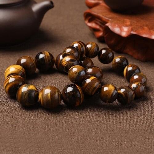 NIUYITID Hight Quality Natural Tiger Eyes Stone Bracelet Men Jewelry Lucky Beads Charm Braclet Male Women 8mm 10mm 12mm