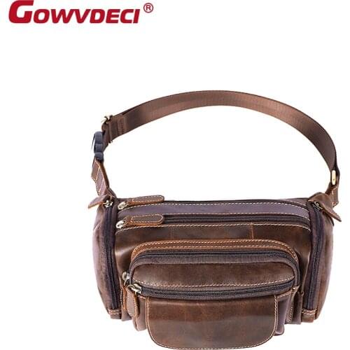 Genuine leather New waist bag retro casual fashion style men bag