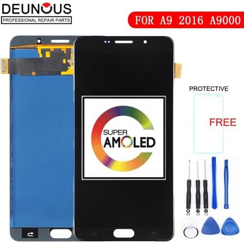 Original 6.0" AMOLED Display for SAMSUNG Galaxy A9 A9000 LCD Screen Touch Digitizer Assembly Replacement Black White A900 A900F