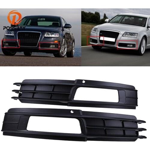 POSSBAY Left/Right Front Lower Bumper Grills Fog Light Covers Grilles for Audi A6(C6) Sedan/Avant 2008 2009 2010 2011 facelift