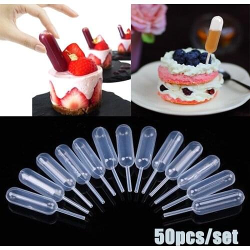 50pcs Pipettes Eye Dropper For Dessert Cake Ornament Cylindrical Plastic Squeeze Transfer Pipettes Dessert Tools