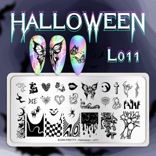 BORN PRETTY Halloween Nail Stamping Plates Artist Flower Desgin Stamping Template Stainless Steel Stencil Tool Printing Manicure