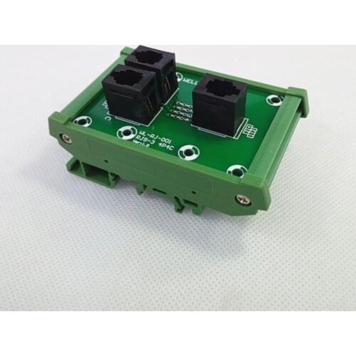 RJ9 4P4C DIN Rail Mount Interface Modul,3-Way Buss Breakout Board,Terminal Block, Connector