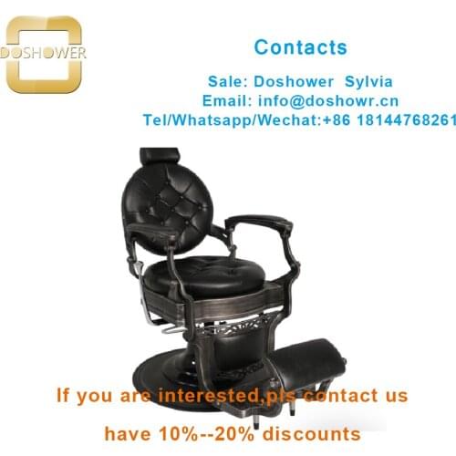 Folding barber chair of hydraulic pump for barber chair with Doshower DS-T254-B black vintage barber chair