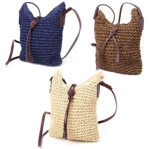 THINKTHENDO Women Handmade Hollow Out Woven Bag Trend Womens Handbag Straw Shoulder Bag Beach Hobo Bag Crossbody