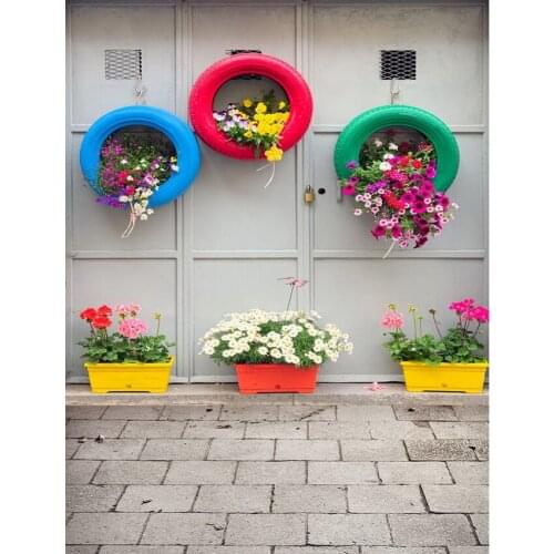 TR Flowers Brick Floor Wedding Children Vinyl Photography Backgrounds Computer Printed Photography Backdrops for Photo Studio