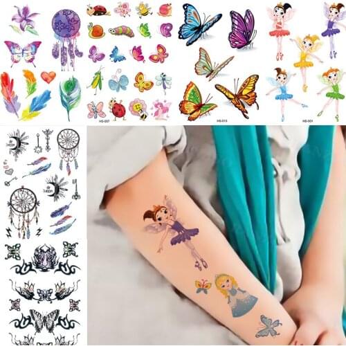Temporary tattoo Stickers Cute Fake Tatoo Hand Arm Foot Dream Catcher Waterproof Diamond Butterfly Rainbow 3D Flash Tattoos