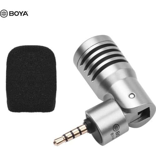 BOYA BY-P4 Omnidirectional Condenser Microphone Mini Mic Windscreen 3.5mm TRRS Plug for Smartphone Tablet Laptop Vlog Shooting
