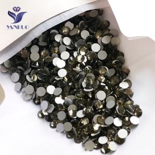 YANRUO 2058NoHF SS16 Black Diamond 1440Pcs Crystal Stone Flat Back Strass Non Hotfix Nail Art Stick On Rhinestones DIY