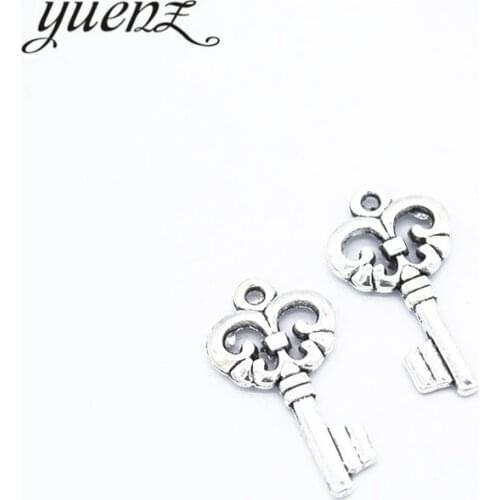 YuenZ 20pcs Antique silver Plated Charms key Pendants for Jewelry Making DIY Handmade 23*12mm O255