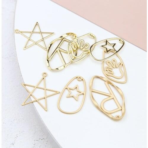 10pcs korean style female Irregular Earrings Hollow Star Alloy Pendant Geometric Earrings For Women Diy Jewelry Accessories