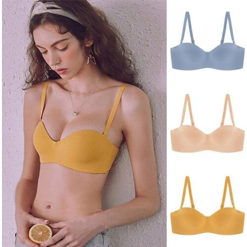 Womens Bras One Piece Seamless Fashion Sexy Simple Push Up Bra front button candy color Underwear