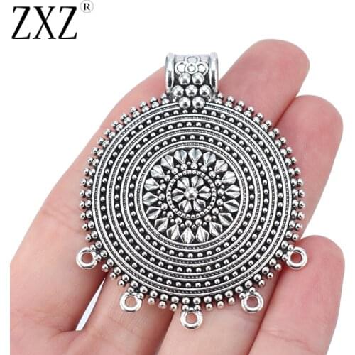 ZXZ 2pcs Large Round Multi Strand Connector Charms Pendants For Necklace Jewelry Making Findings 61x49mm