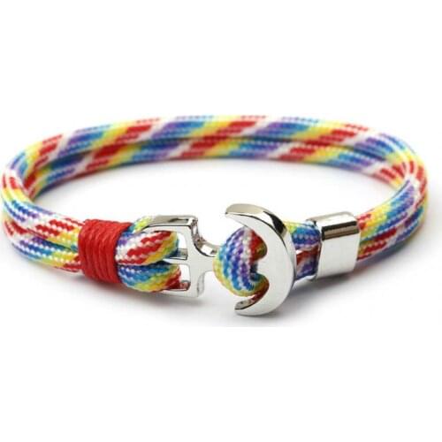 1@# New Male Wrap Metal Hooks Ship Anchor Men Women Charm Bracelets Nautical Survival Rope Chain Paracord Bracelet