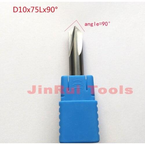1pc D10*75L*90 degree 10mm HRC50 4 Flutes solid carbid milling cutters Chamfer route bits for Aluminum knife tools