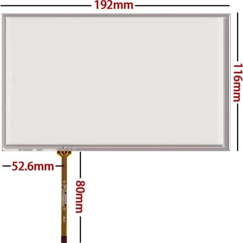 10 pcs/lot New 8 inch resistance touch screen 192*116 192MM*116MM for car dvd gps